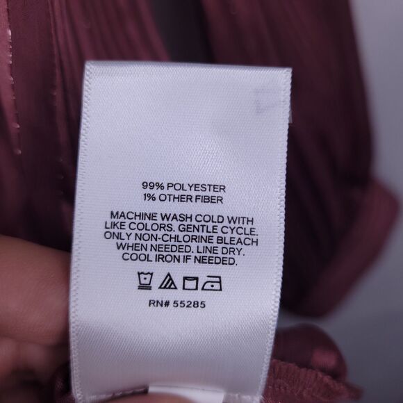 Express Portofino Shirt Womens Large Striped Burgundy Sheer Relaxed - Picture 10 of 11